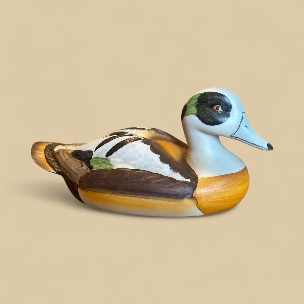 Porcelain Duck Drake Bird Figurine Hand Painted Hunting Decor 10"